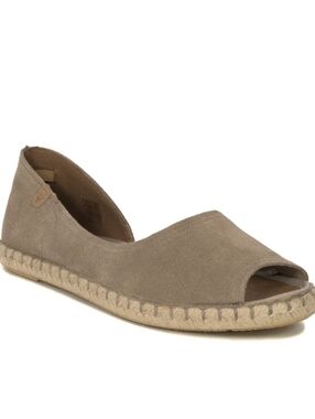 Verbenas Soft Tan/Taupe Suede/Leather Peep-toe Espadrilles (EU 38/US 7.5-8)